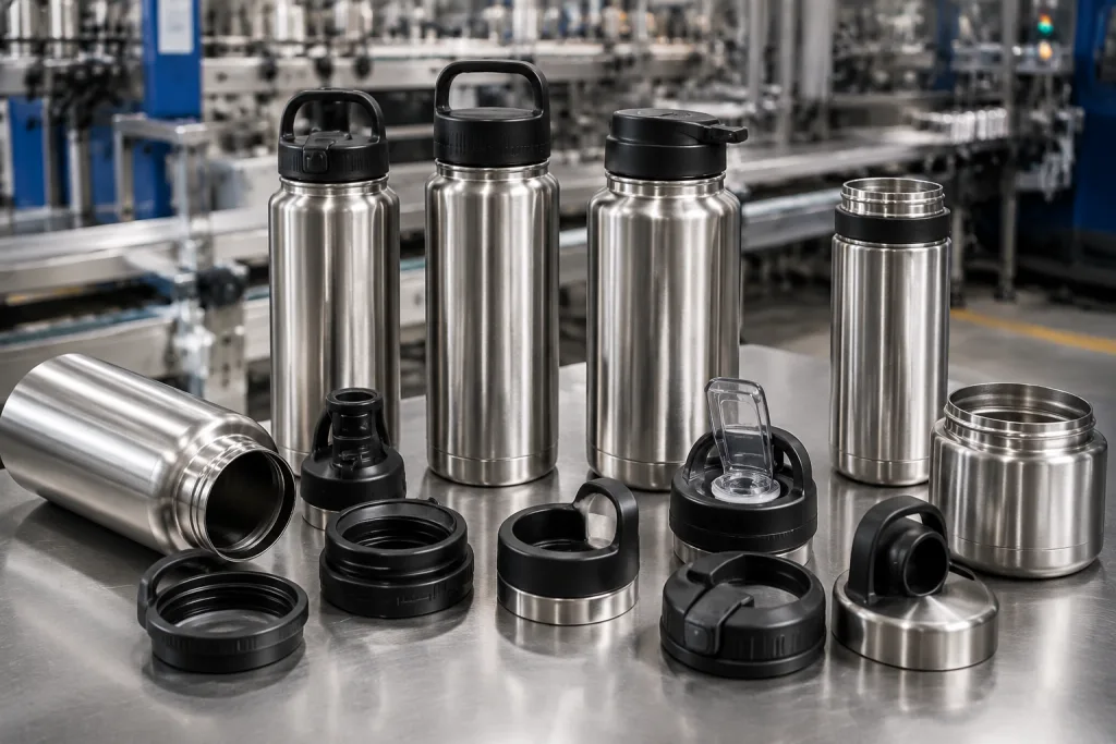 Lids, cups, handles, and leaks