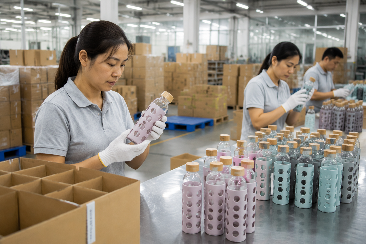 Silicone glass bottle factory guide for custom drinkware buyers
