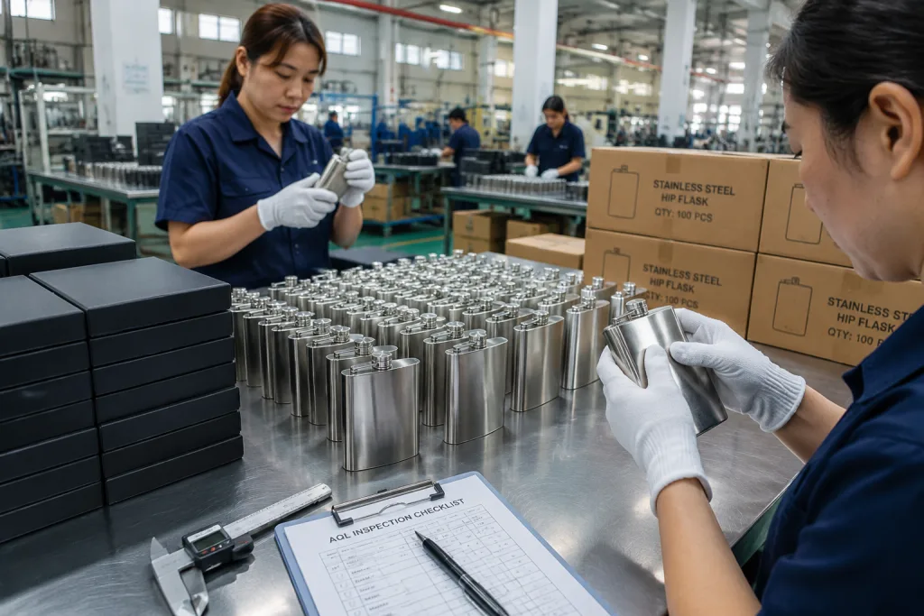 Supplier hip flask buyer guide for a QC-ready custom order