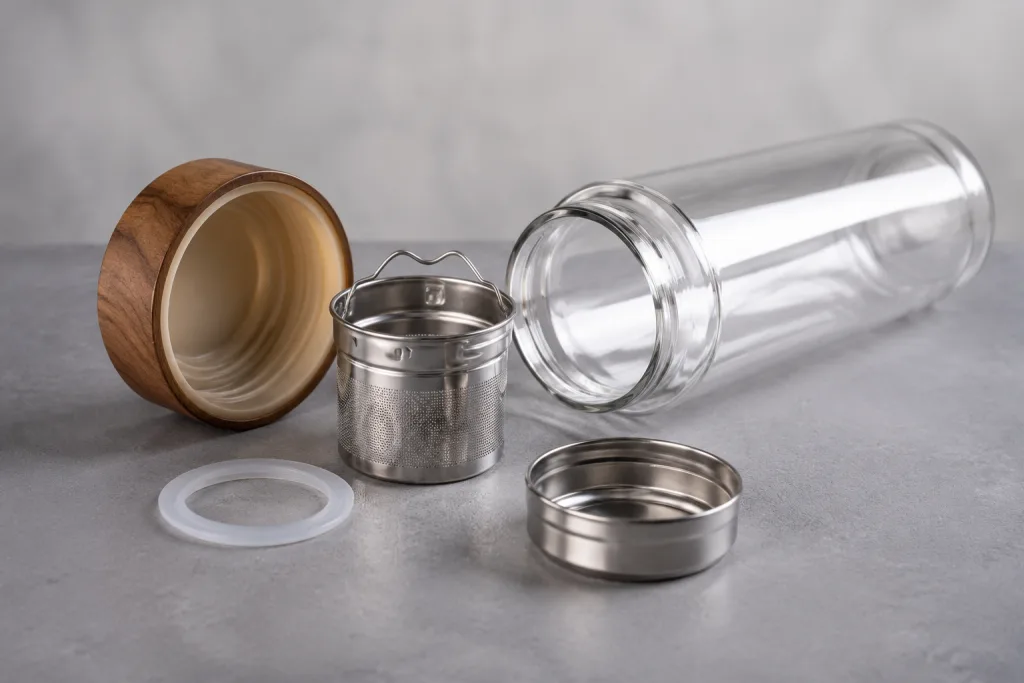 Lid, seal, and infuser details