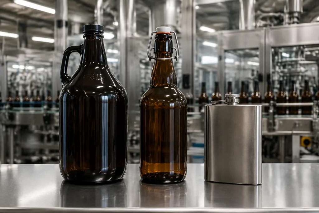 Growler, canteen, and flask fit